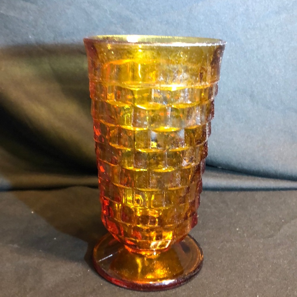 Vintage Whitehall Amber tea glass holds 8-10 ounces Has some hazing inside glass